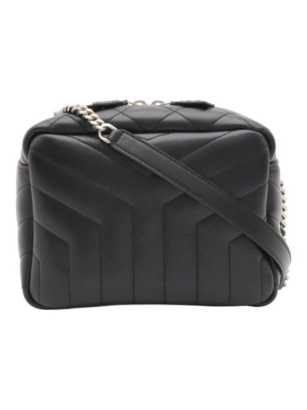 Saint Laurent Paris YSL Monogram Loulou Chain Shoulder Bag Quilted Leather Black